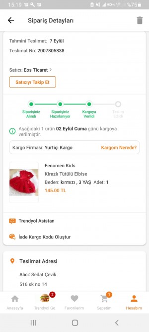 Trendyol Siparişim Bir Haftadır Kargoda