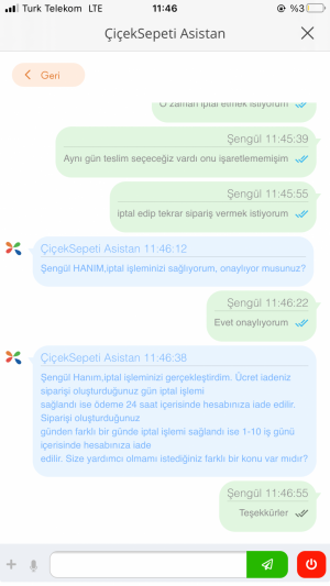 Çiçek Sepeti Siparişim Teslim Edilmedi Ücret İadesi Yapılmadı