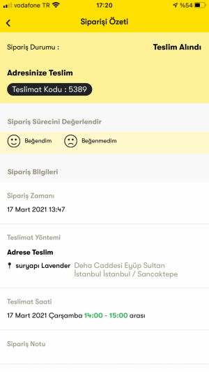 Şok Market Teslimat 5389 Kodlu Siparişim