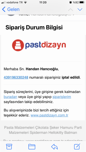 Past Dizayn Stoklarında Olmayan Ürünü Satışa Sunup, Ücretini Alıp, Geri Ödememe