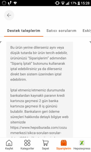 Hepsiburada Tedarik Edemedik Bahanesiyle Siparişi Gönderilmedi