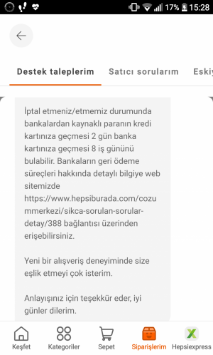 Hepsiburada Tedarik Edemedik Bahanesiyle Siparişi Gönderilmedi