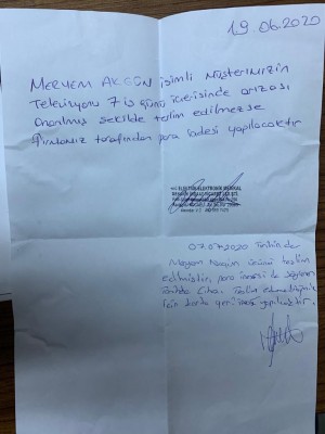 Hhc Dayanıklı Tüketim Malları Televizyon Tamiri İçin Verdiğimiz Ürün Sıkıntılı