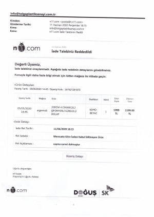 N11 Teslim Edilmemiş Ürün