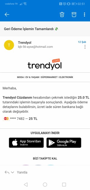 Trendyol Cüzdanımdaki Paramı Kartıma Geri Aktararak Onayladım Ve 10 Gündür Kartıma Ulaşmadı Param