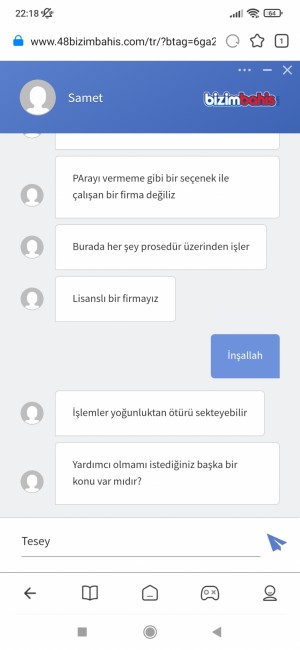 Bizim Bahis Türk Lisanlı Yasal Site Adında Reklam Yapıp Bahis Yaptırıyorlar Kazancı Olursa Vermiyorlar
