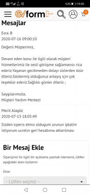 Evform Ücret İadesi