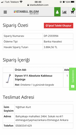 İstanbul Bilişim Ürün Gönderilmedi Ücret İadesi Yapılmıyor