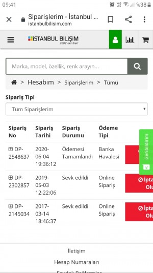 İstanbul Bilişim Ürün Gönderilmedi