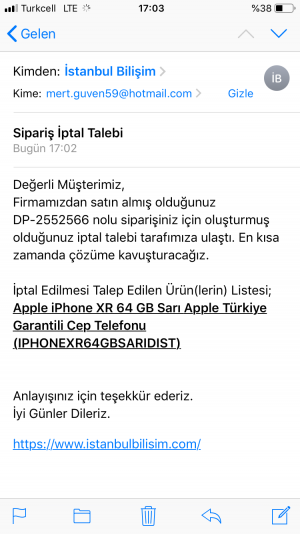 İstanbul Bilişim Ürün Göndermiyor Para İadesi Yapmıyor