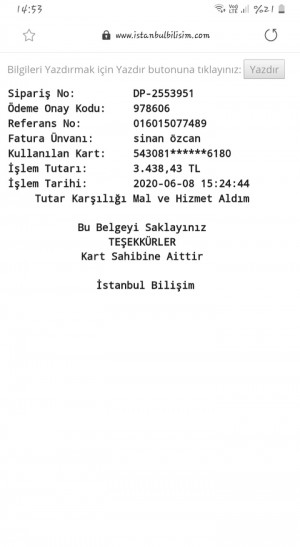 İstanbul Bilişim Ürün İptaline Rağmen Param İade Edilmedi