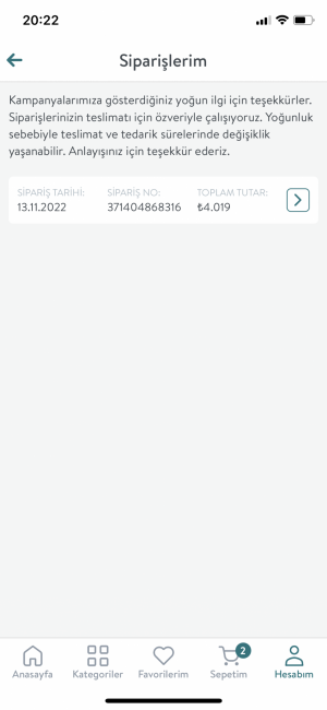 Vivense Ürün Siparişim Gecikti