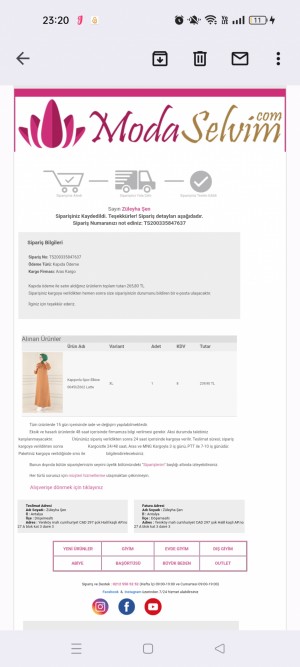 Modaselvim Ürünü İadeye Kabul Etmiyor