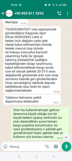 Modaselvim Ürünü İadeye Kabul Etmiyor