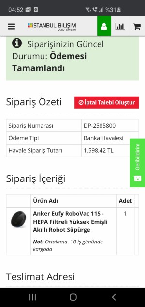 İstanbul Bilişim Ürünüm Gelmedi, Para İadesi De Yapılmadı.