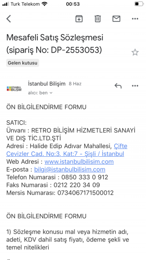 İstanbul Bilişim Ürünüm Gelmedi