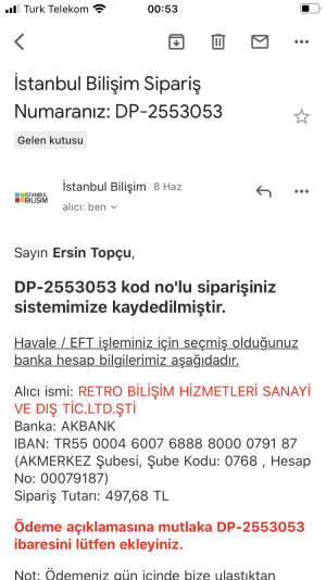 İstanbul Bilişim Ürünüm Gelmedi