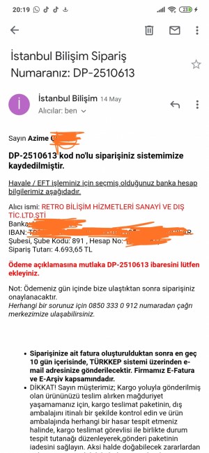 İstanbul Bilişim Ürünüm Hala Tedarik Edilmedi.