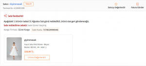 Giyimmasali Ürünüm İade Alınmıyor. İade Etmek İstiyorum!!!