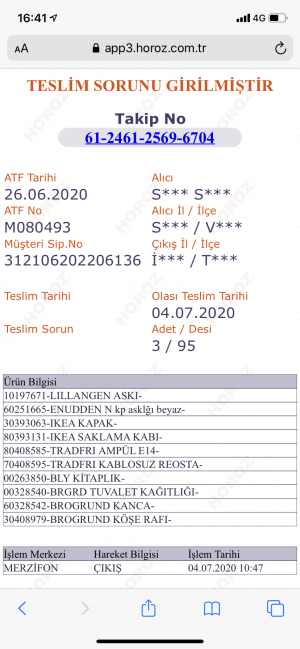 Horoz Lojistik Ürünüm Teslim Edilmiyor