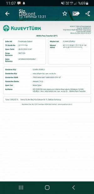 İstanbul Bilişim Ürünüm Ve Param Gelmedi
