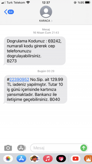 Karaca Ürünüm Verilen Tarihte Elime Ulaşmadı Ve Ben Etmediğim Halde İptal Olmuş