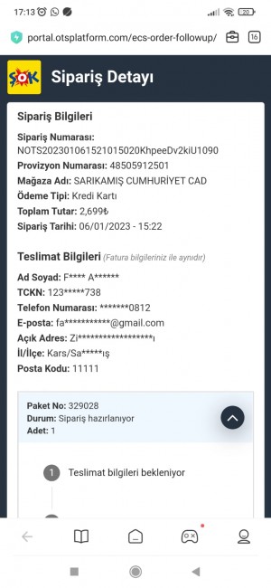 Şok Market Ürünün Temin Edilmemesi Ve 40 Gün Sonra Sipariş İptali