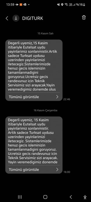 Digiturk Uydu Değişikliği Yapılmıyor