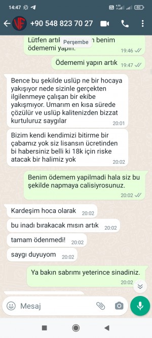 Veslot Tehdit Ediyor Ödeme Yapmıyor.
