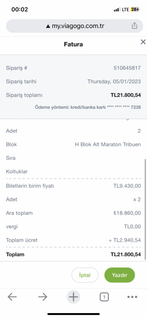 Viagogo Paramı Aldı Bilet Göndermedi