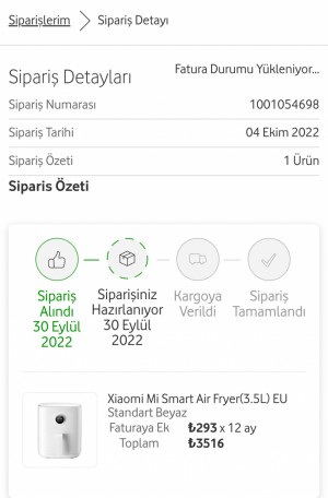 Vodafone Taahhütlü Xiaomi Air Fryer Fritözü Hala Kargoya Vermedi!
