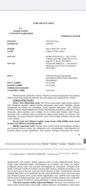 Winaldi Mobilya Kusurlu Takım Gönderip İlgilenmedi