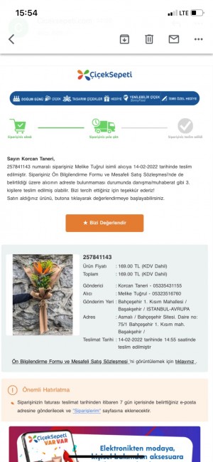 Çiçek Sepeti Yanlış Adrese Ve Yanlış Kişiye Teslimat