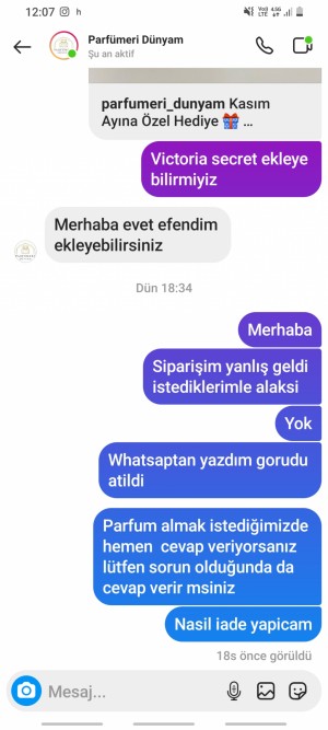 Parfumeri_dunyam Yanlış Ürün