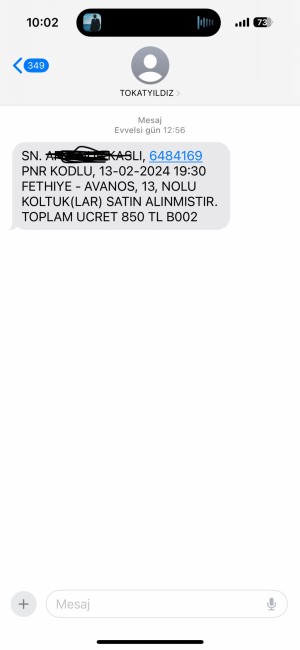 Tokat Yıldızı Seyahat Yolcu Unutulması